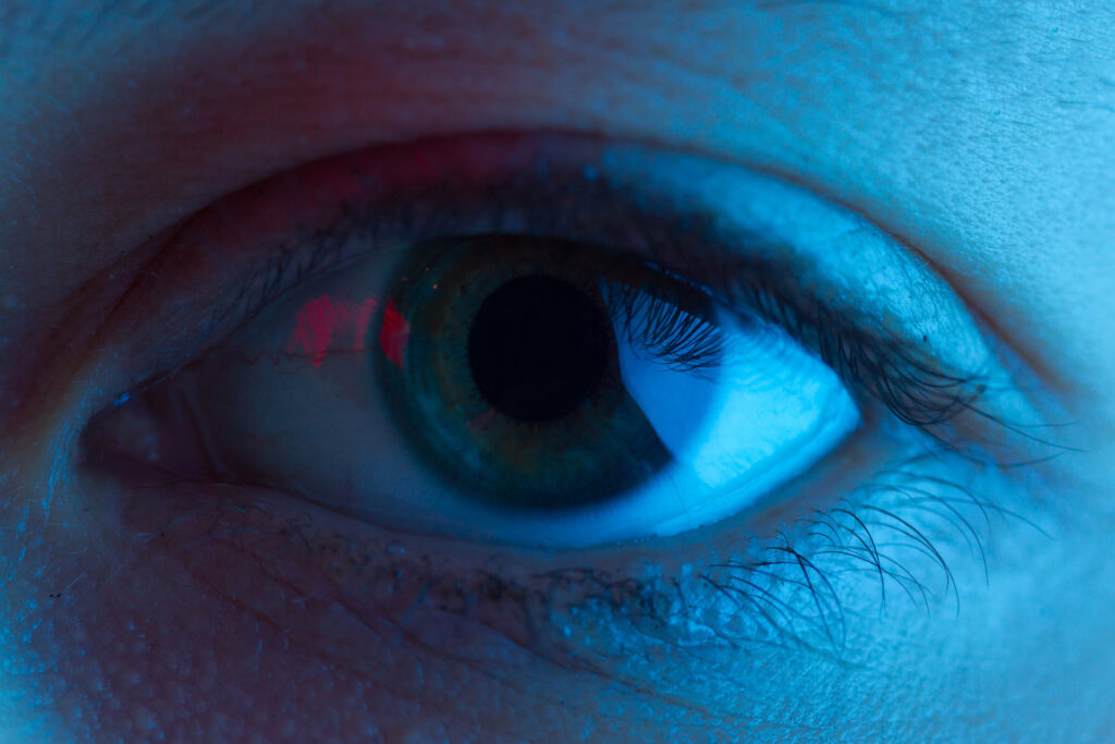 close up on an eye